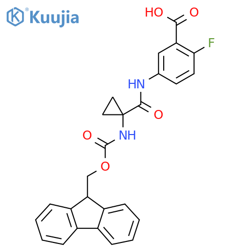 5-1-({(9H-fluoren-9-yl)methoxycarbonyl}amino)cyclopropaneamido-2-fluorobenzoic acid structure