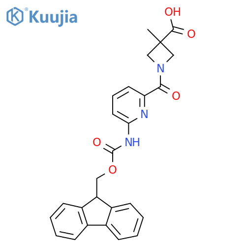 1-6-({(9H-fluoren-9-yl)methoxycarbonyl}amino)pyridine-2-carbonyl-3-methylazetidine-3-carboxylic acid structure