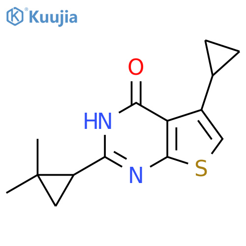 5-cyclopropyl-2-(2,2-dimethylcyclopropyl)-3H,4H-thieno2,3-dpyrimidin-4-one structure
