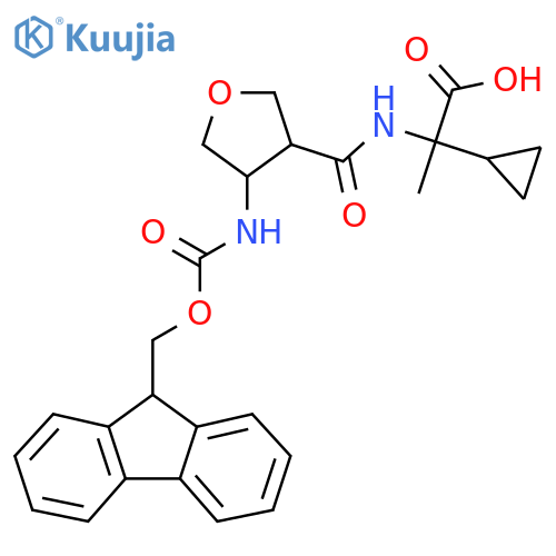 2-cyclopropyl-2-{4-({(9H-fluoren-9-yl)methoxycarbonyl}amino)oxolan-3-ylformamido}propanoic acid structure