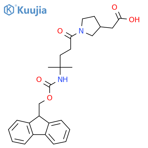 2-{1-4-({(9H-fluoren-9-yl)methoxycarbonyl}amino)-4-methylpentanoylpyrrolidin-3-yl}acetic acid structure