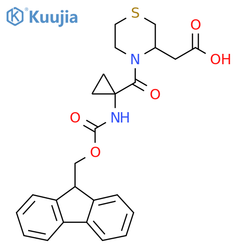 2-{4-1-({(9H-fluoren-9-yl)methoxycarbonyl}amino)cyclopropanecarbonylthiomorpholin-3-yl}acetic acid structure