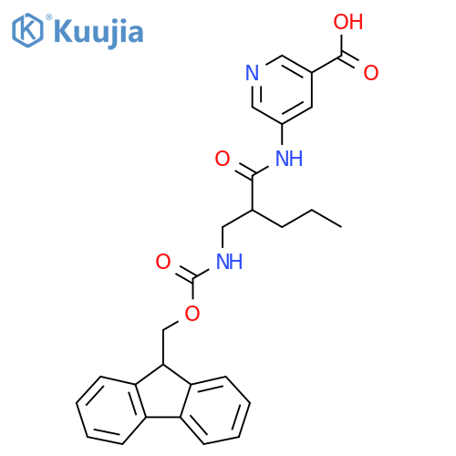 5-{2-({(9H-fluoren-9-yl)methoxycarbonyl}amino)methylpentanamido}pyridine-3-carboxylic acid structure