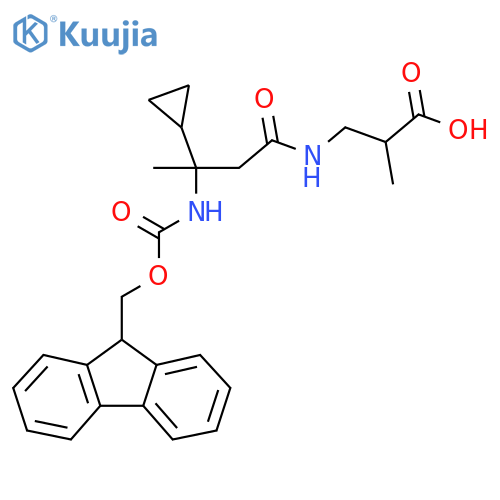 3-3-cyclopropyl-3-({(9H-fluoren-9-yl)methoxycarbonyl}amino)butanamido-2-methylpropanoic acid structure