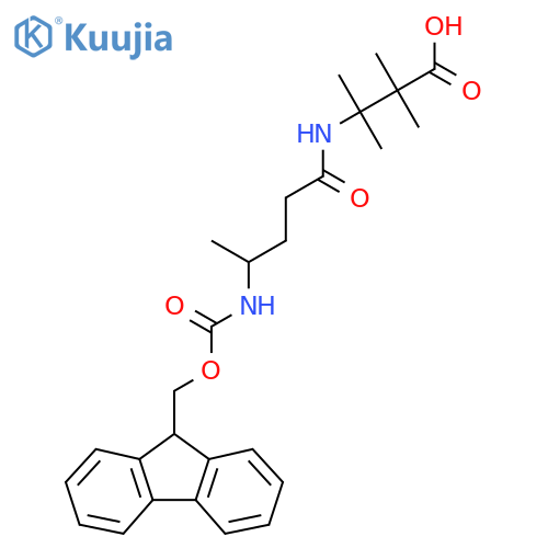 3-4-({(9H-fluoren-9-yl)methoxycarbonyl}amino)pentanamido-2,2,3-trimethylbutanoic acid structure