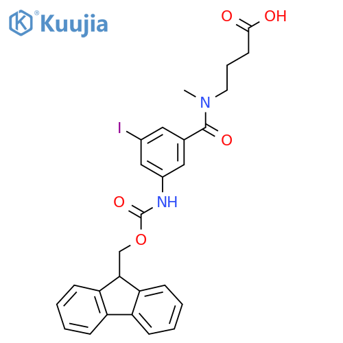 4-{1-3-({(9H-fluoren-9-yl)methoxycarbonyl}amino)-5-iodophenyl-N-methylformamido}butanoic acid structure