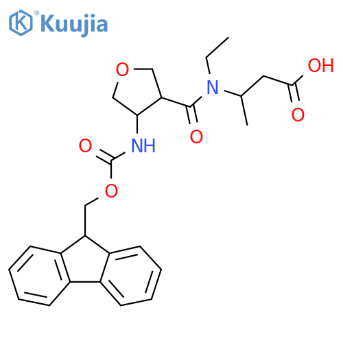 3-{N-ethyl-1-4-({(9H-fluoren-9-yl)methoxycarbonyl}amino)oxolan-3-ylformamido}butanoic acid structure