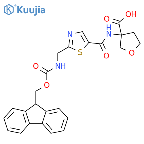 3-{2-({(9H-fluoren-9-yl)methoxycarbonyl}amino)methyl-1,3-thiazole-5-amido}oxolane-3-carboxylic acid structure