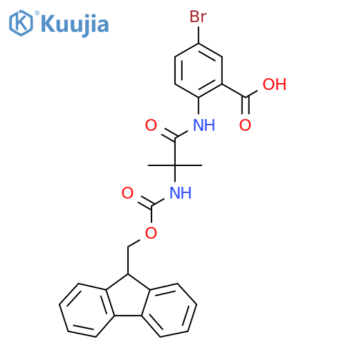 5-bromo-2-2-({(9H-fluoren-9-yl)methoxycarbonyl}amino)-2-methylpropanamidobenzoic acid structure