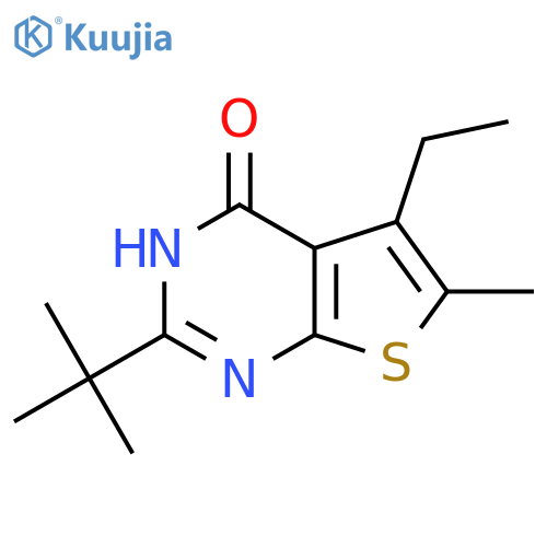 2-tert-butyl-5-ethyl-6-methyl-3H,4H-thieno2,3-dpyrimidin-4-one structure