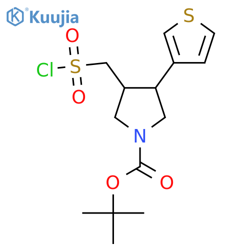 tert-butyl 3-(chlorosulfonyl)methyl-4-(thiophen-3-yl)pyrrolidine-1-carboxylate structure