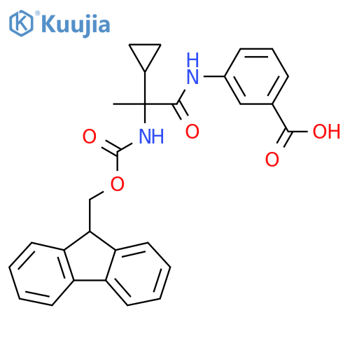 3-2-cyclopropyl-2-({(9H-fluoren-9-yl)methoxycarbonyl}amino)propanamidobenzoic acid structure