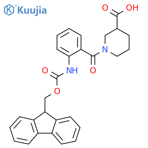 1-2-({(9H-fluoren-9-yl)methoxycarbonyl}amino)benzoylpiperidine-3-carboxylic acid structure