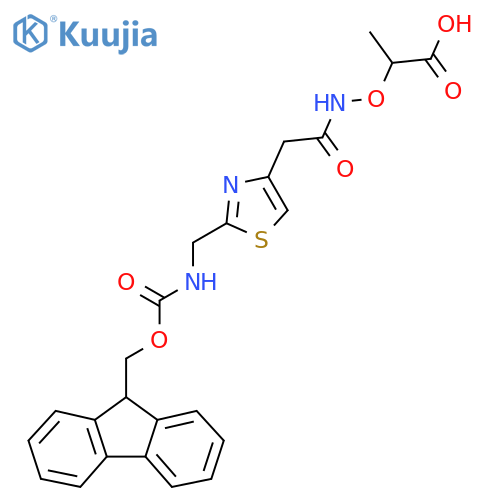 2-(2-{2-({(9H-fluoren-9-yl)methoxycarbonyl}amino)methyl-1,3-thiazol-4-yl}acetamido)oxypropanoic acid structure