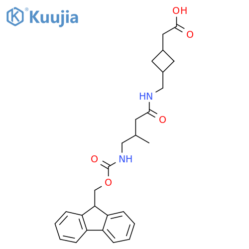 2-(3-{4-({(9H-fluoren-9-yl)methoxycarbonyl}amino)-3-methylbutanamidomethyl}cyclobutyl)acetic acid structure