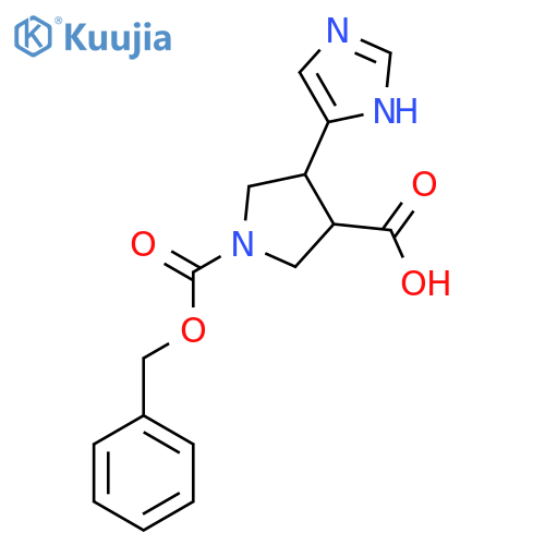 1-(benzyloxy)carbonyl-4-(1H-imidazol-5-yl)pyrrolidine-3-carboxylic acid structure