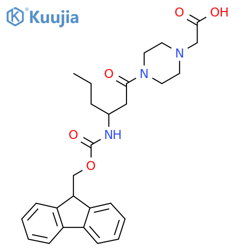 2-{4-3-({(9H-fluoren-9-yl)methoxycarbonyl}amino)hexanoylpiperazin-1-yl}acetic acid structure