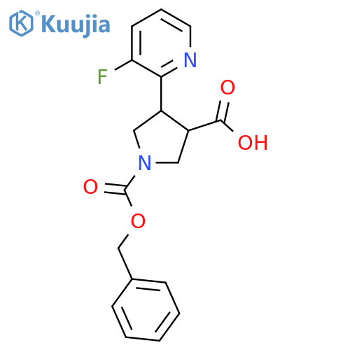 1-(benzyloxy)carbonyl-4-(3-fluoropyridin-2-yl)pyrrolidine-3-carboxylic acid structure