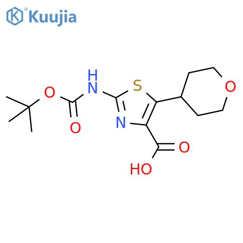 2-{(tert-butoxy)carbonylamino}-5-(oxan-4-yl)-1,3-thiazole-4-carboxylic acid structure