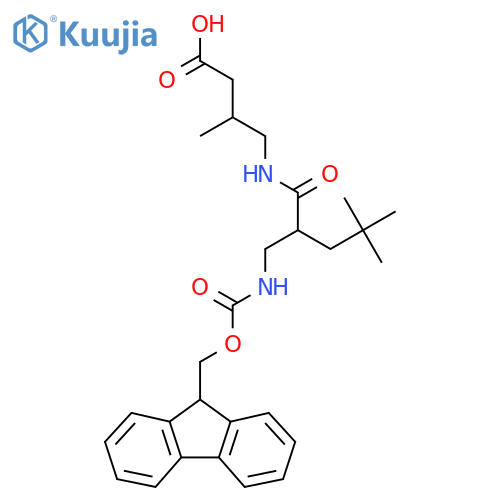 4-{2-({(9H-fluoren-9-yl)methoxycarbonyl}amino)methyl-4,4-dimethylpentanamido}-3-methylbutanoic acid structure