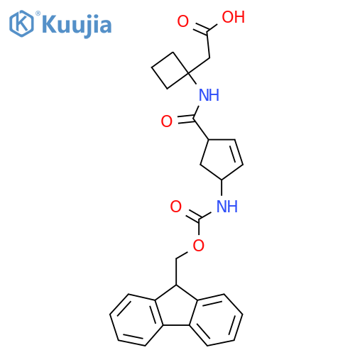 2-{1-4-({(9H-fluoren-9-yl)methoxycarbonyl}amino)cyclopent-2-ene-1-amidocyclobutyl}acetic acid structure