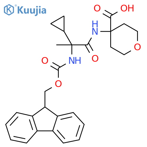 4-2-cyclopropyl-2-({(9H-fluoren-9-yl)methoxycarbonyl}amino)propanamidooxane-4-carboxylic acid structure