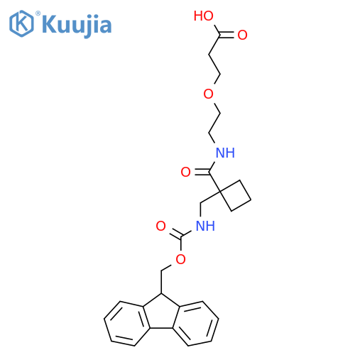 3-2-({1-({(9H-fluoren-9-yl)methoxycarbonyl}amino)methylcyclobutyl}formamido)ethoxypropanoic acid structure
