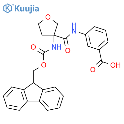3-3-({(9H-fluoren-9-yl)methoxycarbonyl}amino)oxolane-3-amidobenzoic acid structure