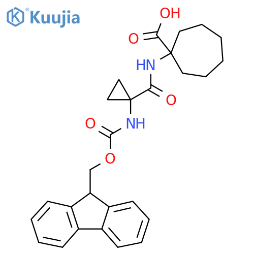 1-1-({(9H-fluoren-9-yl)methoxycarbonyl}amino)cyclopropaneamidocycloheptane-1-carboxylic acid structure