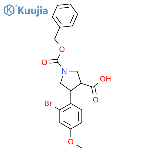 1-(benzyloxy)carbonyl-4-(2-bromo-4-methoxyphenyl)pyrrolidine-3-carboxylic acid structure