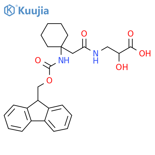 3-{2-1-({(9H-fluoren-9-yl)methoxycarbonyl}amino)cyclohexylacetamido}-2-hydroxypropanoic acid structure