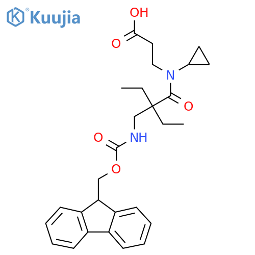 3-{N-cyclopropyl-2-ethyl-2-({(9H-fluoren-9-yl)methoxycarbonyl}amino)methylbutanamido}propanoic acid structure