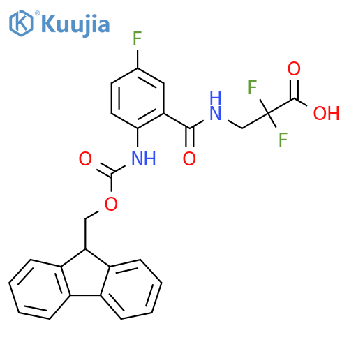 3-{2-({(9H-fluoren-9-yl)methoxycarbonyl}amino)-5-fluorophenylformamido}-2,2-difluoropropanoic acid structure
