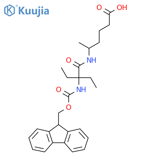 5-[2-ethyl-2-({[(9H-fluoren-9-yl)methoxy]carbonyl}amino)butanamido]hexanoic acid structure