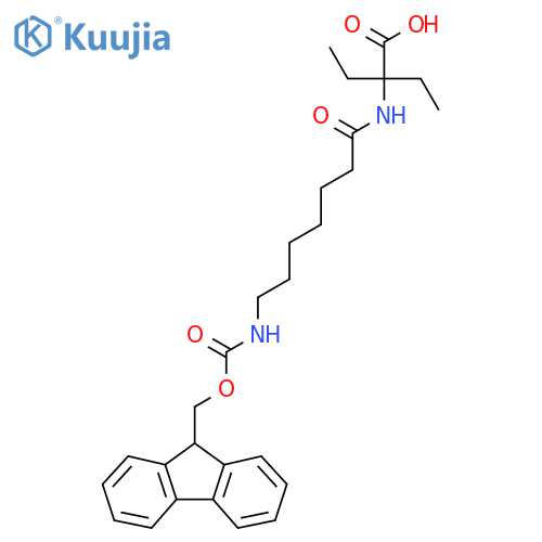 2-ethyl-2-7-({(9H-fluoren-9-yl)methoxycarbonyl}amino)heptanamidobutanoic acid structure