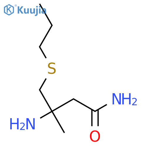 3-amino-3-methyl-4-(propylsulfanyl)butanamide structure