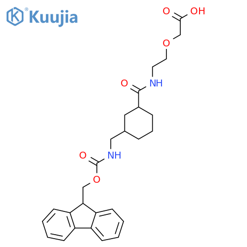 2-2-({3-({(9H-fluoren-9-yl)methoxycarbonyl}amino)methylcyclohexyl}formamido)ethoxyacetic acid structure