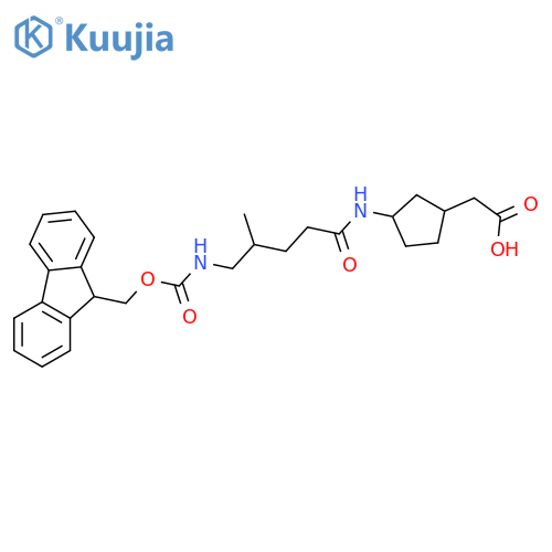 2-{3-5-({(9H-fluoren-9-yl)methoxycarbonyl}amino)-4-methylpentanamidocyclopentyl}acetic acid structure
