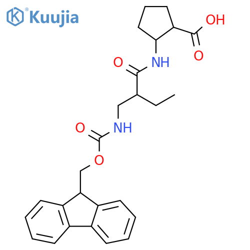 2-{2-({(9H-fluoren-9-yl)methoxycarbonyl}amino)methylbutanamido}cyclopentane-1-carboxylic acid structure
