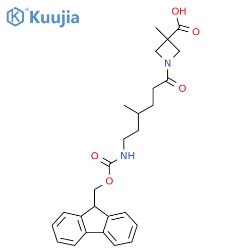 1-6-({(9H-fluoren-9-yl)methoxycarbonyl}amino)-4-methylhexanoyl-3-methylazetidine-3-carboxylic acid structure