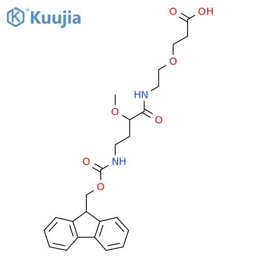 3-{2-4-({(9H-fluoren-9-yl)methoxycarbonyl}amino)-2-methoxybutanamidoethoxy}propanoic acid structure