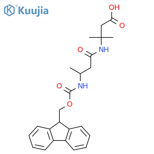 3-3-({(9H-fluoren-9-yl)methoxycarbonyl}amino)butanamido-3-methylbutanoic acid structure