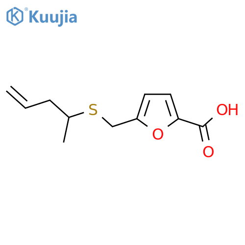 5-(pent-4-en-2-ylsulfanyl)methylfuran-2-carboxylic acid structure