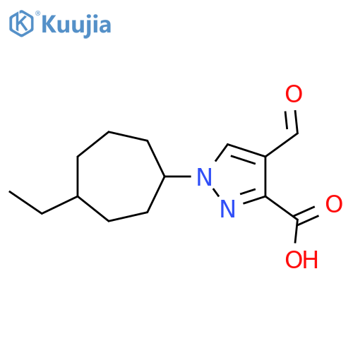 1-(4-ethylcycloheptyl)-4-formyl-1H-pyrazole-3-carboxylic acid structure
