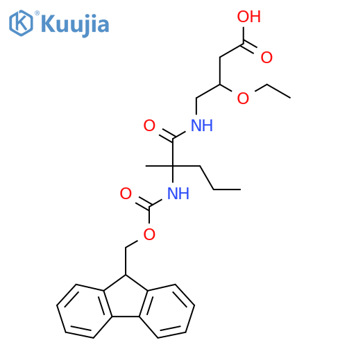 3-ethoxy-4-2-({(9H-fluoren-9-yl)methoxycarbonyl}amino)-2-methylpentanamidobutanoic acid structure