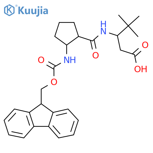 3-{2-({(9H-fluoren-9-yl)methoxycarbonyl}amino)cyclopentylformamido}-4,4-dimethylpentanoic acid structure
