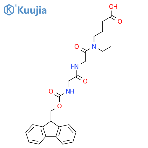 4-{N-ethyl-2-2-({(9H-fluoren-9-yl)methoxycarbonyl}amino)acetamidoacetamido}butanoic acid structure