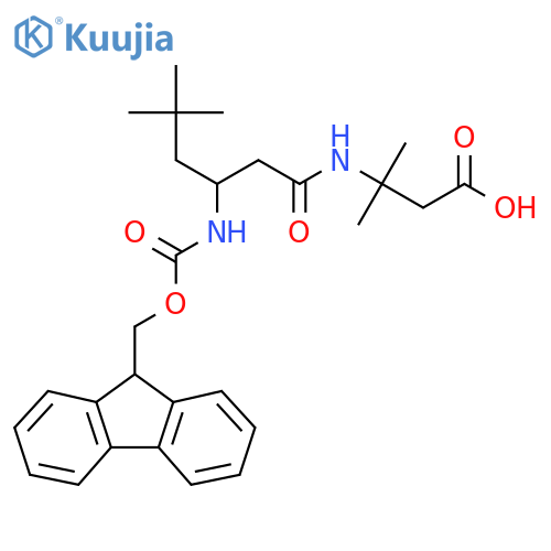 3-3-({(9H-fluoren-9-yl)methoxycarbonyl}amino)-5,5-dimethylhexanamido-3-methylbutanoic acid structure