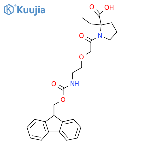 2-ethyl-1-{2-2-({(9H-fluoren-9-yl)methoxycarbonyl}amino)ethoxyacetyl}pyrrolidine-2-carboxylic acid structure