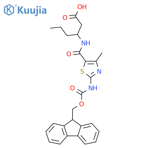 3-{2-({(9H-fluoren-9-yl)methoxycarbonyl}amino)-4-methyl-1,3-thiazol-5-ylformamido}hexanoic acid structure